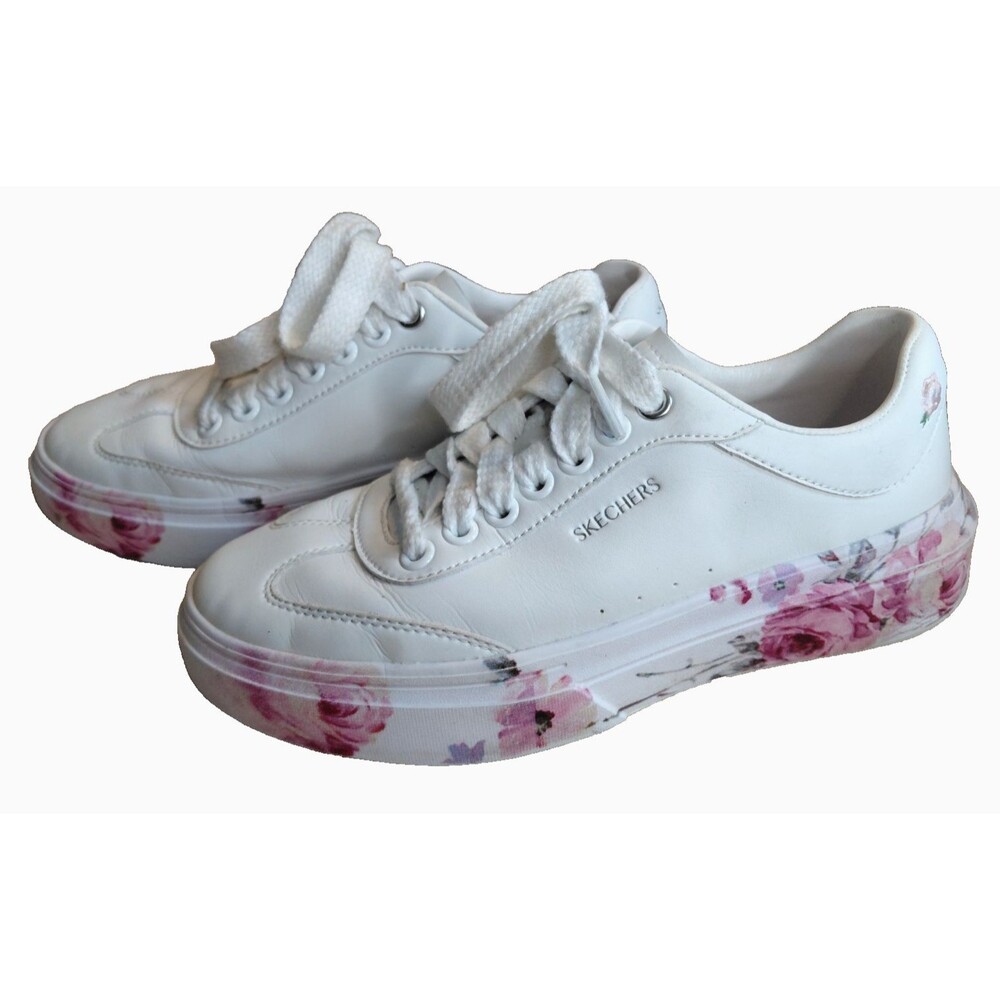 Skechers Cordova Classic Painted Florals Womens 8 White Floral Sneakers Sz 8